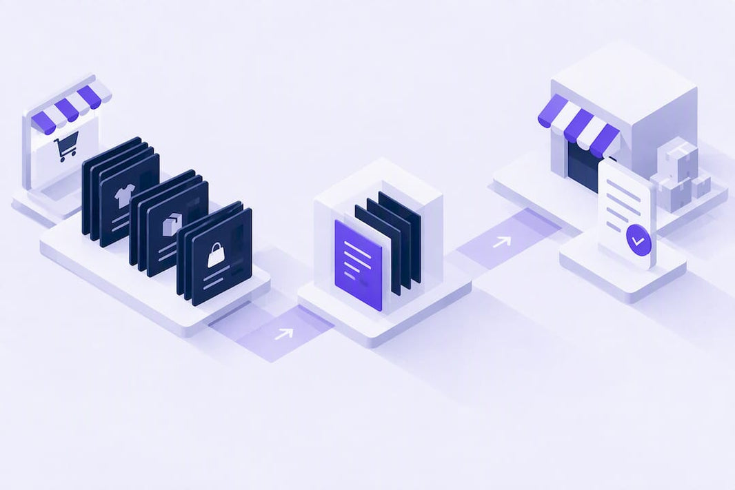 Isometric Shopify EDI data exchange illustration