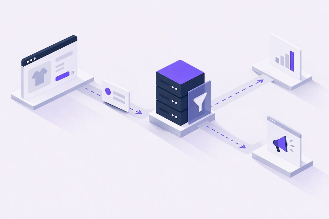 Geometric illustration of server-side event routing